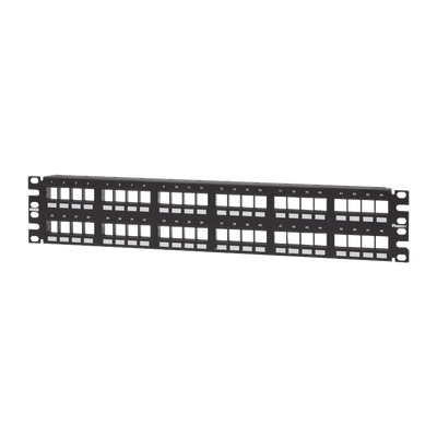 [NKPP48FMY] Panel de Parcheo Modular Keystone (Sin Conectores), Numerado y Espacio para Etiquetas, de 48 Puertos, 2UR
