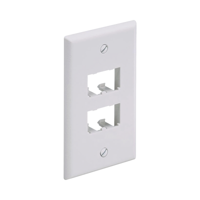 [CFP4WH] Placa de Pared Vertical Clásica, Salida Para 4 Puertos Mini-Com, Color Blanco