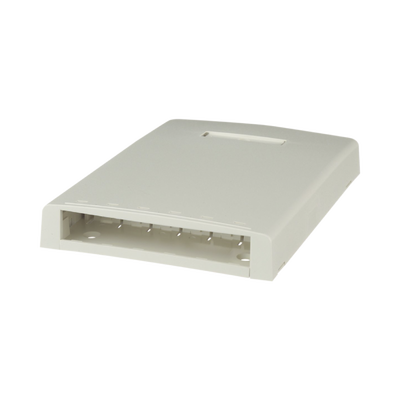 [CBXF6IW-AY] Caja de Montaje en Superficie, con Accesorio para Resguardo de Fibra Óptica, para 6 Módulos Mini-Com, Color Blanco Mate