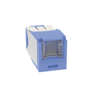[CJH6X88TGBU] Conector Jack RJ45 Estilo TG con Ventana, Mini-Com, Categoría 6A, de 8 Posiciones y 8 Cables, Color Azul