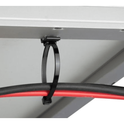 [SVSA12-2S-C0] Cincho de Nylon 6.6 Solar Clip, 188mm largo x 14mm ancho, Color Negro, Exterior Resistente a Rayos UV, Paquete de 100pz