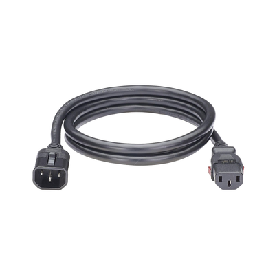[LPCA13-X] Cable de Alimentación Eléctrica Con Bloqueo de Seguridad, de IEC C14 a IEC C13, 1.8 Metros de Largo, Color Negro, Paquete de 10 Piezas