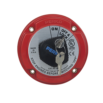 [9602DP] Interruptor Desconexión Batería Marina 9602, 250A Continuos, 360A Intermitentes, 6-32 VDC, Montaje Superficie, Terminales 5/16", Opciones Bloqueo Llave y Desconexión Campo Alternador