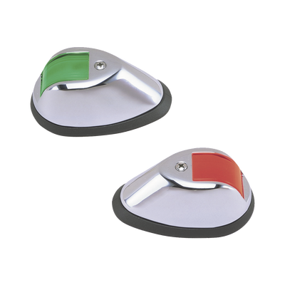 [0254-M00-DP1] Set de Luces de Navegación Verticales en Carcasa Cromada en Color Rojo/Verde para Embarcaciones a Motor de Hasta 20 Metros 