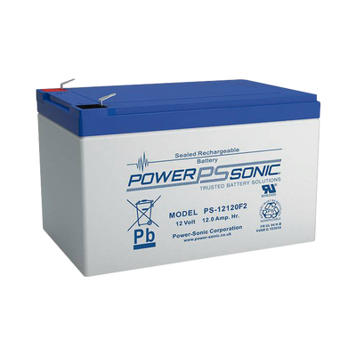 [PS-12120-F2] Batería 12V Recargable, 12AH, Para Respaldo, Tecnologías AGM/VRLA, 5 Años Vida Útil, Terminales tipo F2, Reconocida UL , Sin Mantenimiento, Sin Derrames