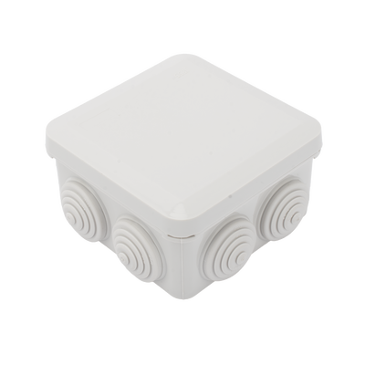 [PST-0808-ER] Caja Estanca, Derivación, Conexión de Plástico (89 X 89 X 50 mm) con 7 Glándulas de Goma. Para Instalaciones Comerciales,  Residenciales e Industriales. Cerrado a Presión. 