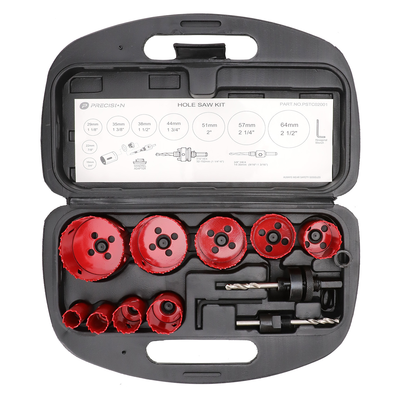 [PST-C020-01] Juego de 13 Brocas Sierra Bimetálica con Adaptadores y Estuche. (3/4", 7/8", 1-1/8", 1-3/8",  1-1/2", 1-3/4", 2", 2-1/4", 2-1/2")