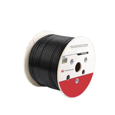 [PSC-CAT5EXT-GEL] Bobina de Cable de UTP de 4 Pares Cat5e de 305 Metros (1000 Pies), 100% Cobre, LDPE Resistente a Rayos UV Relleno de Gel, Color Negro, 24 AWG, Uso en Exterior, Para Aplicaciones de Voz, Datos y Video