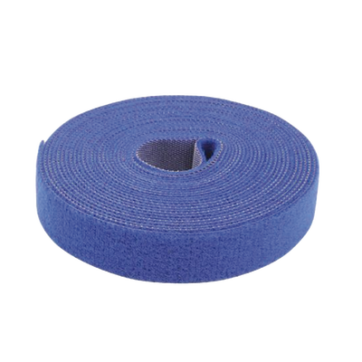 [PST-C05-001-BLU] Cinta de Contacto Autoadherente Color Azul / 1.6 cm x 25 metros / Espalda con Espalda (Gancho y Bucle) 
