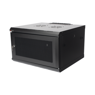 [PS-06-550D] Gabinete de Pared PRECISION 19'' 6UR (455mm) - Puerta Perforada Incluye: 2 Ventiladores y Panel Cepillo