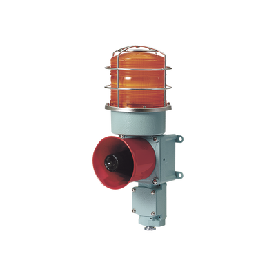 [SDL-WS-24-A] Combinación de baliza LED color Ámbar con sirena electrónica para aplicaciones de la industria pesada  máx.114 dB a 24 VCD