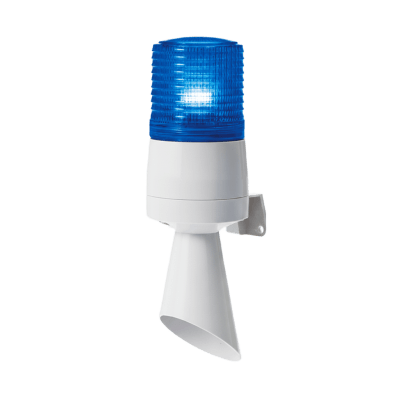 [S60ADL-24-B] Luz LED con patrones de destello fijo y destellante con buzzer incorporado de alto volumen Máx. 95 dB color Azul 24 VCD
