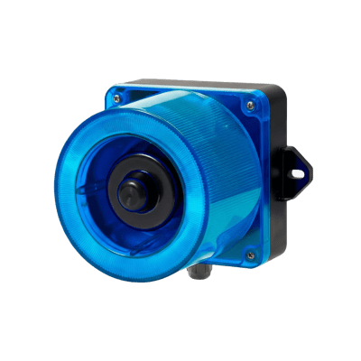 [QWCD50-110240-B-LC] Combinacion de baliza LED color Azul y sirena electrónica de 31 tonos resistente a la intemperie de volumen máx. 123 dB a 110-220 VCA