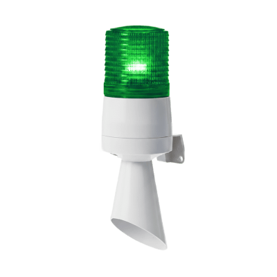 [S60ADL-24-G] Luz LED con patrones de destello fijo y destellante con buzzer incorporado de alto volumen Máx. 95 dB color Verde 24 VCD