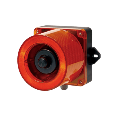 [QWCD50-110240-R-LC] Combinacion de baliza LED color Rojo y sirena electrónica de 31 tonos resistente a la intemperie de volumen máx. 123 dB a 110-220 VCA