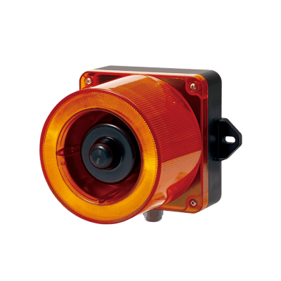 [QWCD50-012024-A-LC] Combinacion de baliza LED color Ámbar y sirena electrónica de 31 tonos resistente a la intemperie de volumen máx. 123 dB a 12-24 VCD