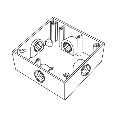 [RC-0487] Caja Cuadrada de 3/4" (19.05 mm) a Prueba de Intemperie/ Cuenta con 4 bocas.