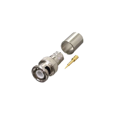 [RFB-1106-I]  Conector BNC Macho de Anillo Plegable para RG-8/U, LMR-400, 9913, CNT-400, Níquel/ Oro/ Teflón.