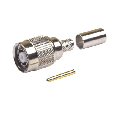 [RP-1202-X] Conector TNC Macho Inverso de Anillo Plegable para Cables LMR-240, RG-8/X, Níquel/ Oro/ Teflón.