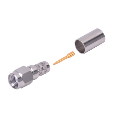 [RSA-3000-X] Conector SMA Macho de Anillo Plegable para Cables LMR-240, RG-8/X, 9258, Niquel/Oro/Teflón.