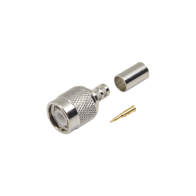 [RFT-1202-2] Conector TNC Macho de Anillo Plegable para Cables RG-58/U, LMR-195, Níquel/ Oro/ Delrin.