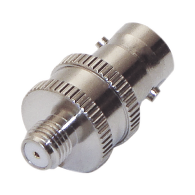 [RFB-1142-4] Adaptador en Línea de Conector BNC Hembra a SMA Hembra Corto / Celulares Motorola, Níquel/ Oro/ Teflón.