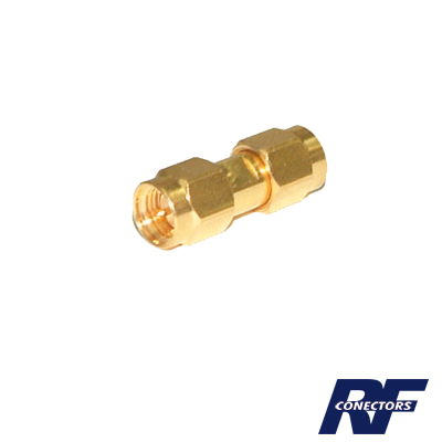 [RSA-3403-1] Adaptador Tipo Barril, de Conector SMA Macho a SMA Macho, Oro/ Oro/ Teflón.â€‹