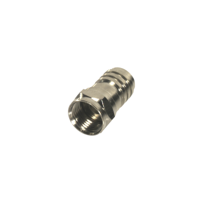 [RFF-1402-D] Conector F Macho Plegable para Cable Coaxial RG-59/U, Níquel / Níquel /Polietileno.