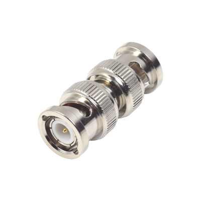 [RFB-1733] Adaptador tipo Barril para 75 Ohm, de Conector BNC Macho a BNC Macho, Niquel/ Oro/ Teflón.