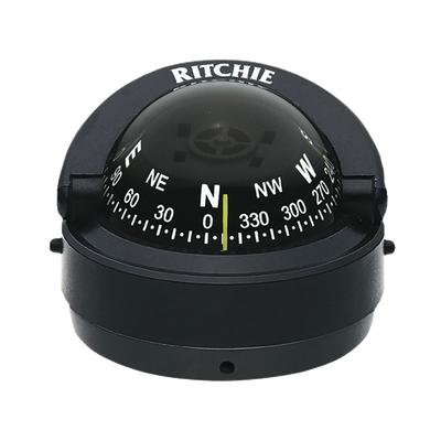[S-53] Brújula serie Explorer en color negro para montaje en superficie, cuenta con iluminación nocturna color verde.