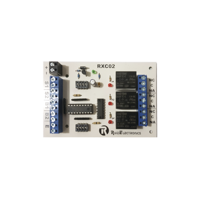 [RXC02] Tarjeta para control de Esclusas para 2 puertas con temporizador en desbloqueo y bloqueo/ entrada para botón de emergencia/ salida de emergencia/