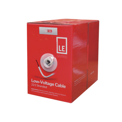 [SF-22-02-LE] Bobina de 305 Metros (1000 Pies) de Cable / 2 x 22 AWG / Tipo CCA de Color Blanco / Aplicaciones en Alarmas de Intrusión/Control de Acceso/Automatización/ Interfonos y TV Porteros