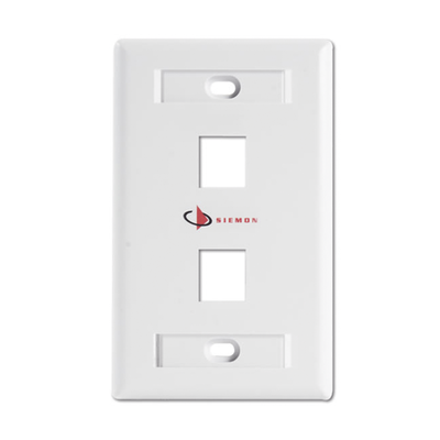 [KFP-S-02-02S] Placa de Pared Keystone de 2 Salidas, Color Blanco, para Jacks Keystone Z-MAX y MAX