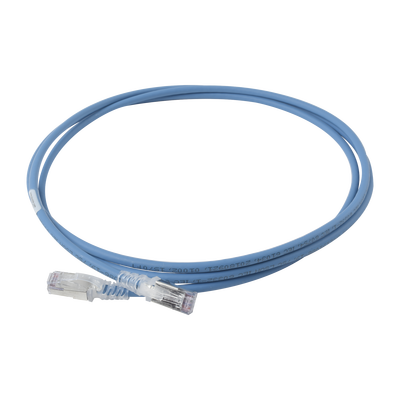 [SP6A-S07-06] Patch Cord Skinny Cat6A Blindado S/FTP, 2.13 Metros (7 Pies), Diámetro Reducido 28 AWG, Color Azul