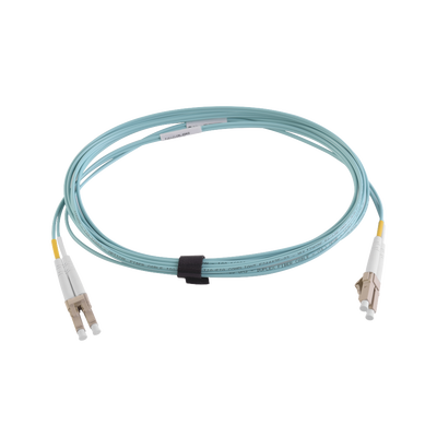 [FJ2-LCLC5V-10AQ] Jumper de Fibra Óptica Multimodo 50/125 XGLO OM4, LC-LC Duplex, OFNR, Color Aqua, 10 Metros (32.81 Pies)