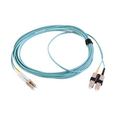 [FJ2-LCSC5L-02AQ] Jumper de Fibra Óptica Multimodo 50/125 XGLO OM3, LC-SC Duplex, OFNR, Color Aqua, 2 Metros (6.56 Pies)