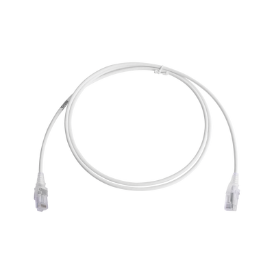 [MC6-05-02-28B] Patch Cord MC6 Modular Cat6 UTP, CM/LS0H, 1.52 Metros (5 Pies), Color Blanco, Diámetro Reducido (28AWG), Versión Bulk (Sin Empaque Individual)