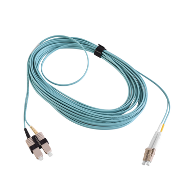 [FJ2-LCSC5L-10AQ] Jumper de Fibra Óptica Multimodo 50/125 XGLO OM3, LC-SC Duplex, OFNR, Color Aqua, 10 Metros (32.81 Pies)