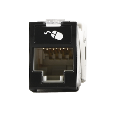 [U5-H01NS] Jack Ultramax Cat5e, UTP, Montaje Híbrido en Placa de Pared (Plano y Angulado), Color Negro, Punch Down