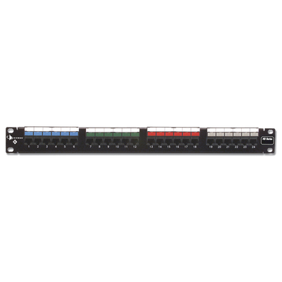 [HD6-24] Patch Panel UTP HD6 de 24 Puertos, Precargado con Jacks Categoría 6, Plano, 1UR