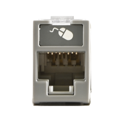 [U5-H04NS] Jack Ultramax Cat5e, UTP, Montaje Híbrido en Placa de Pared (Plano y Angulado), Color Gris, Punch Down