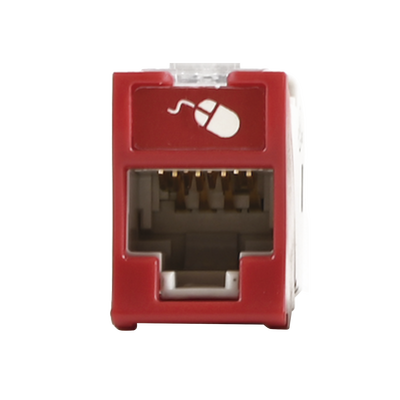 [U5-H03NS] Jack Ultramax Cat5e, UTP, Montaje Híbrido en Placa de Pared (Plano y Angulado), Color Rojo, Punch Down