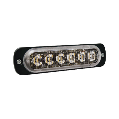 [SP6R] Luz Auxiliar de 6 LED, Roja, Bisel Negro, Lente Transparente