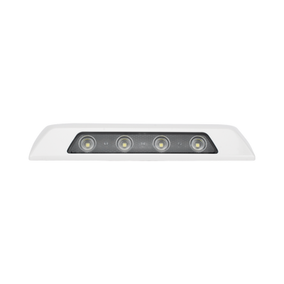 [SPW12-W] Luz de escena, 4 LED, bisel blanco, 12–24VCD, LED blanco y lente transparente
