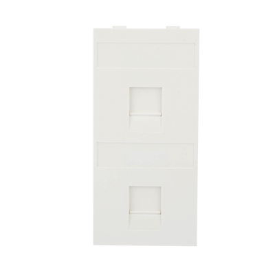 [SM-FP-2-KEY] Placa Plana de Voz y Datos con Guardapolvo para 2 RJ45 / Color Blanco / 2 Puertos para Jacks Keystone / Compatible con Cajas de Pavimento SM-CPAV-2 y SM-CPAV-4 / Modelo S76B/9