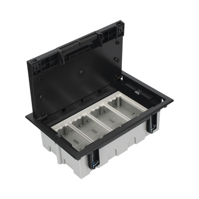 [SM-CPF-4] Caja Para Instalación en Piso Falso para Voz, Datos o Contactos Eléctricos / Capacidad para 4 Módulos / Espacio Embellecedor en la Tapa / Profundidad Ajustable de 90 a 120 mm (3.54 a 4.72 pulgadas) / Los Módulos se Adquieren Aparte / (SF410/14CY)