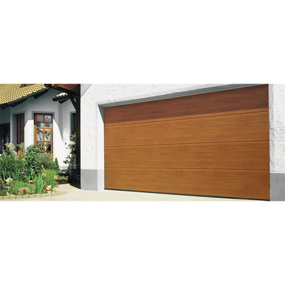 [GARAGE89-W] Puerta de Garage D/ Alta calidad / 8x9 pies / AISLADA / Estilo Americana / Imitacion Madera / Golden Oak / Linea Central .