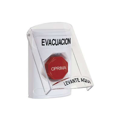 [SS2322EV-ES] Botón de Evacuación, Texto en Español, Tapa Protectora de Policarbonato Súper Resistente, Restablecimiento con Llave