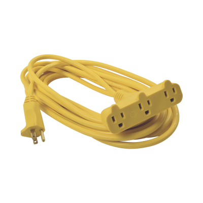 [SYS-136050] Extensión Eléctrica Tipo Abanico Uso Rudo 8 metros/ 127 V CA - 10 A Máximo / Color Amarilla.