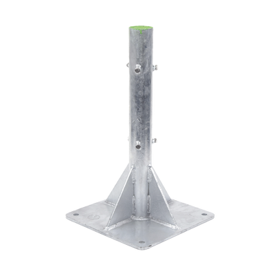 [SLM-BA-6G] Base para Mástil Hasta 2" con Opresores, Base de 50 x 50 cm y Tubo de 80 cm Ced. 30. Galv. Inmersión.